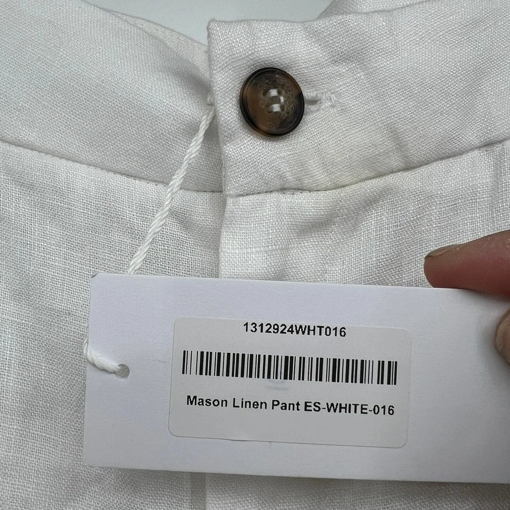NWT Reformation Mason Linen Pants Pleated Wide Leg Linen Pants Women's‎ 16 White
